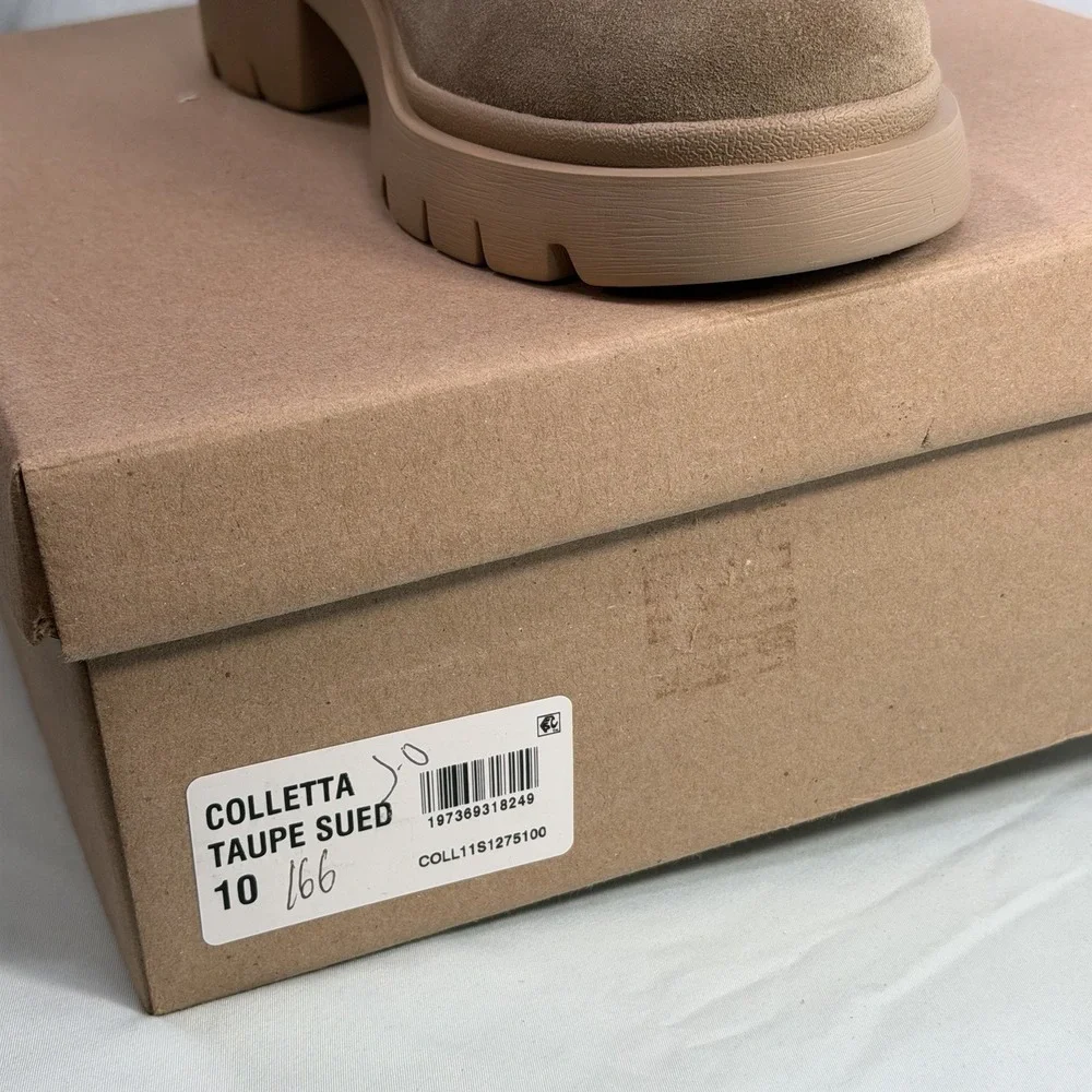 Steve‎ Madden Size-10M Womens Ankle Booties Coletta Lug Sole Suede Leather Taupe